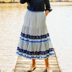 J.Crew White and Blue Maxi Skirt